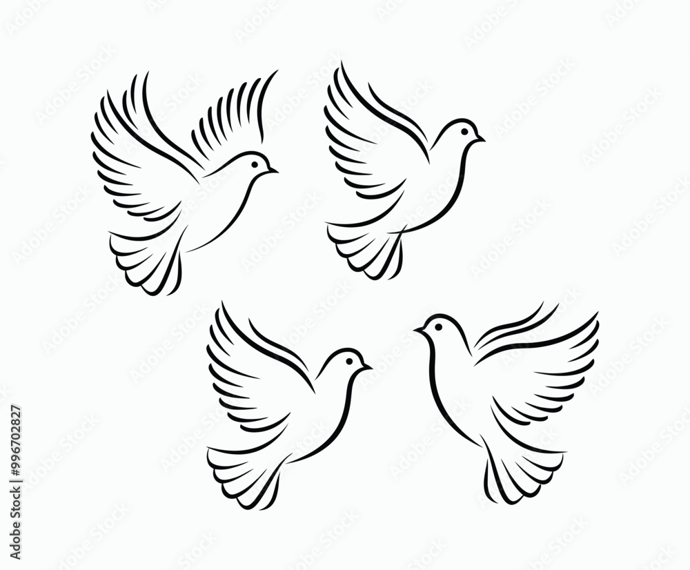 Obraz premium Dove silhouette EPS vector isolated illustration template on a white background