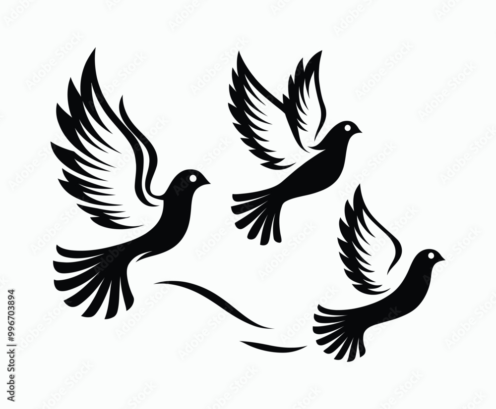 Fototapeta premium Dove silhouette EPS vector isolated illustration template on a white background