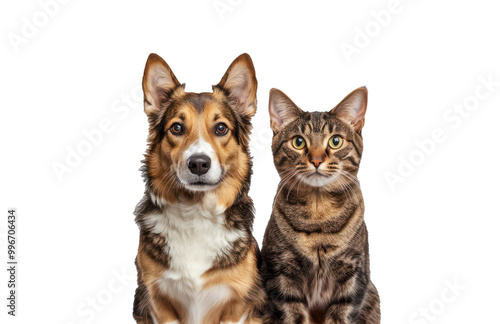 A dog and a Cat on a White Background 