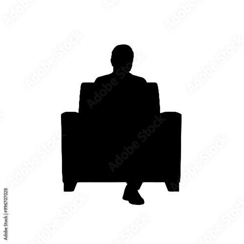 Silhouette of Man Reclining in Armchair Vector Illustration Transparent Background