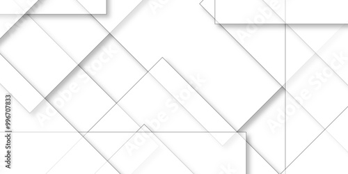 Modern and creative design with different size white boxes on the white. Abstract white and grey square lines and technology modern background. Abstract grey and white line geometric corporate design  photo