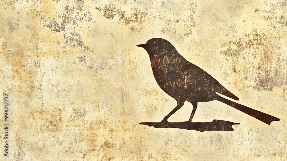 Fototapeta premium Silhouette, Shadow of Bird on Stone Background, Minimalist Drawing Art, Abstract Image, Texture, Pattern Background, Wallpaper, Cover and Screen of Smartphone, PC, Laptop, 9:16 and 16:9 Format