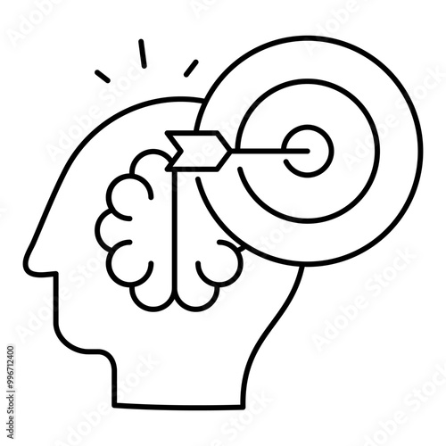 Intent Clarification Icon. Representing AI Intent Understanding. User Input Clarification. Contextual Analysis. System Understanding. Vector Editable icon.
