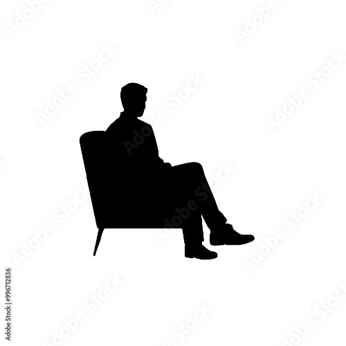 Stylish Man in Armchair Silhouette Vector Illustration Transparent Background