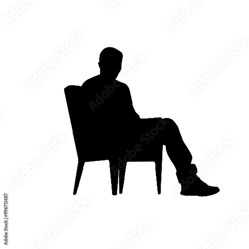 Man in Armchair Leisurely Silhouette Vector Illustration Transparent Background