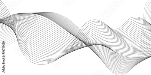 Abstract dynamic black color lines, waves. technology line stripe isolated science digital flowing black line, Modern white flowing wave lines and glowing moving lines. 