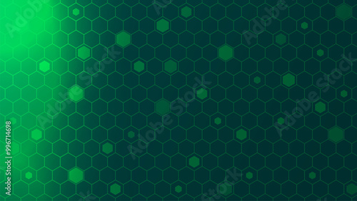 Green hexagonal gaming vector background. Technological hexagon grid pattern.