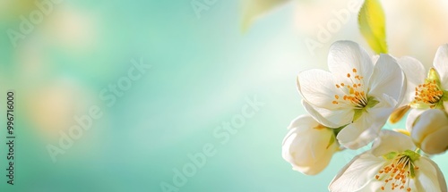  A close-up of a flower on a tree branch against a blue sky