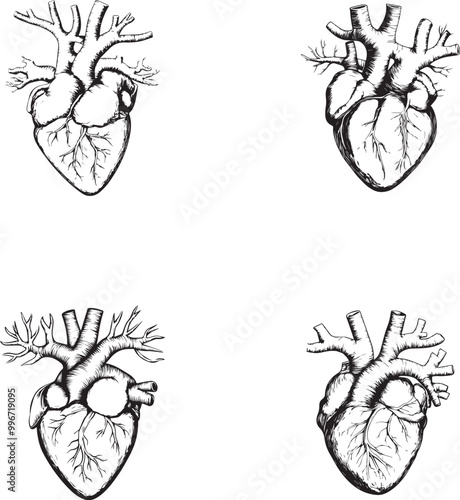 Human Heart Anatomy silhouette graphic black and white
