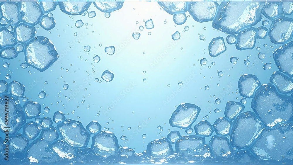 青い背景の上に敷き詰められた氷のテクスチャー素材 清涼感のあるクラッシュアイス Ice texture material spread over a blue background. Refreshing crushed ice 青い背景の上に敷き詰められた氷のテクスチャー素材 清涼感のあるクラッシュアイス Ice texture material spread over a blue background. Refreshing crushed ice
