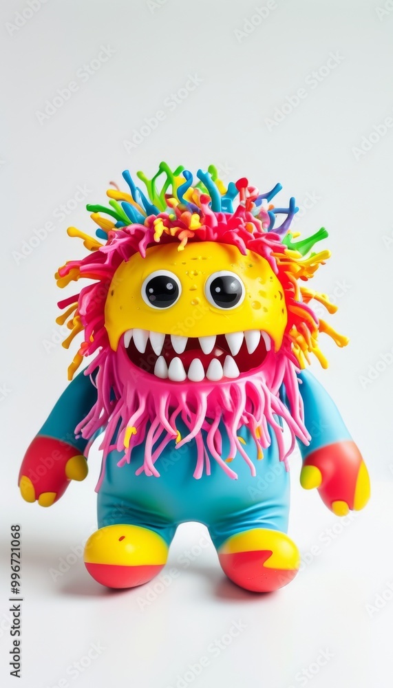 Vibrant monster toy featuring a playful rainbow color scheme and expressive features, perfect for children's play and imaginative fun. Vibrant monster toy featuring a playful rainbow color scheme and expressive features, perfect for children's play and imaginative fun.