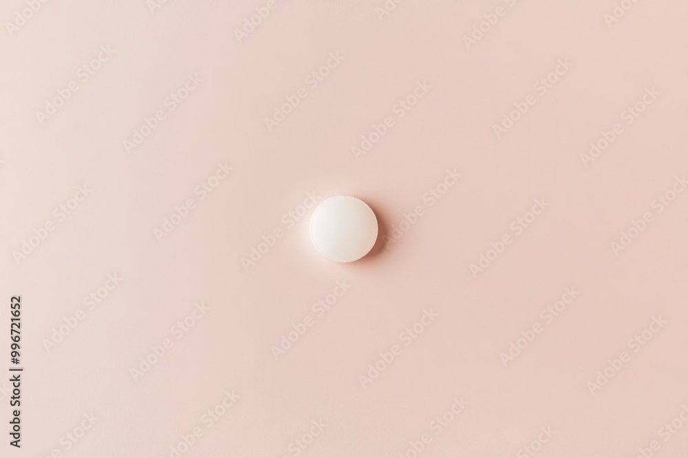 Minimalistic Small Round Sweetener on Soft Pink Background for Modern Design and Print Minimalistic Small Round Sweetener on Soft Pink Background for Modern Design and Print