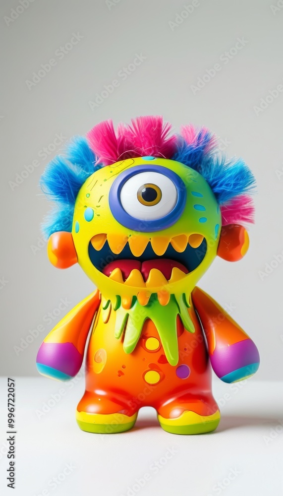 Vibrant monster toy featuring a playful rainbow color scheme and expressive features, perfect for children's play and imaginative fun. Vibrant monster toy featuring a playful rainbow color scheme and expressive features, perfect for children's play and imaginative fun.