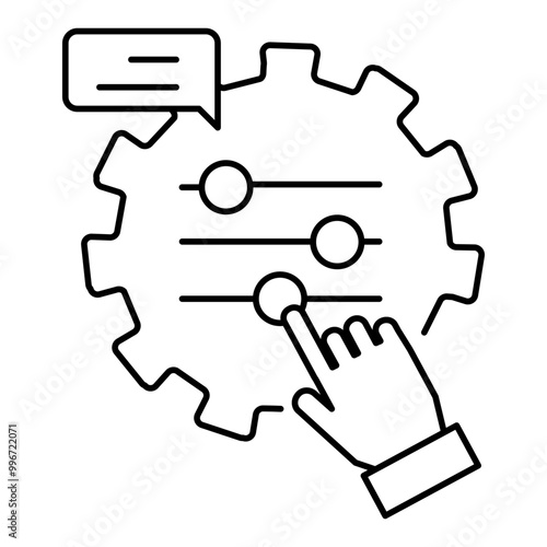 Parameter Adjustment Icon. Representing AI Tuning. System Configuration. Input Parameter Optimization. Model Fine-Tuning. Vector Editable icon.