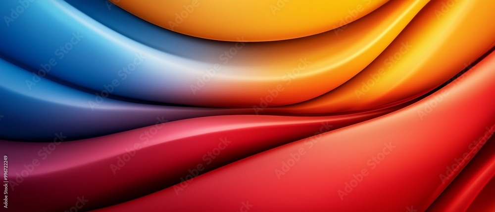 Fototapeta premium red, blue, and yellow; bottom edge bears a wavy pattern