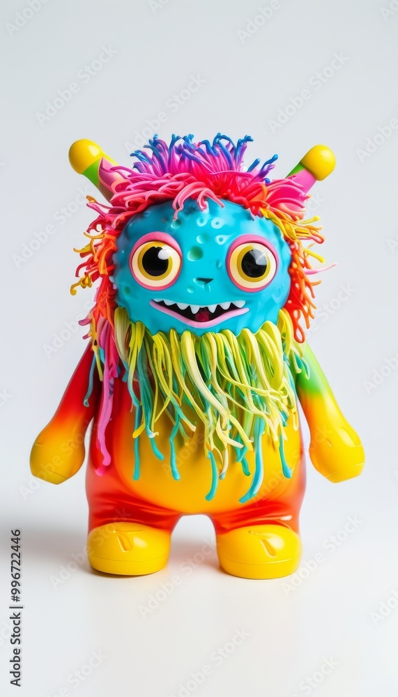 Vibrant monster toy featuring a playful rainbow color scheme and expressive features, perfect for children's play and imaginative fun. Vibrant monster toy featuring a playful rainbow color scheme and expressive features, perfect for children's play and imaginative fun.