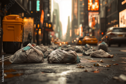 Daylight view of trash bags on a city street