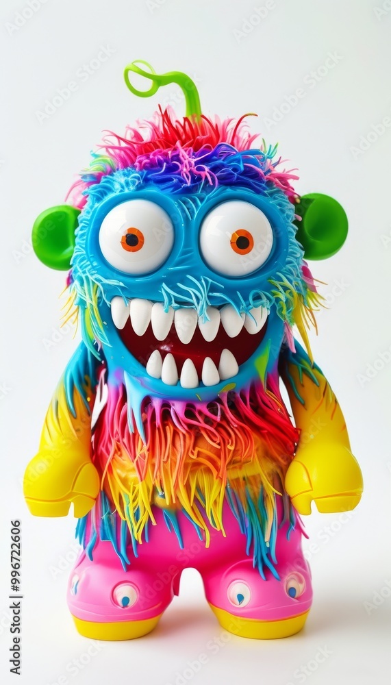 Vibrant monster toy featuring a playful rainbow color scheme and expressive features, perfect for children's play and imaginative fun. Vibrant monster toy featuring a playful rainbow color scheme and expressive features, perfect for children's play and imaginative fun.