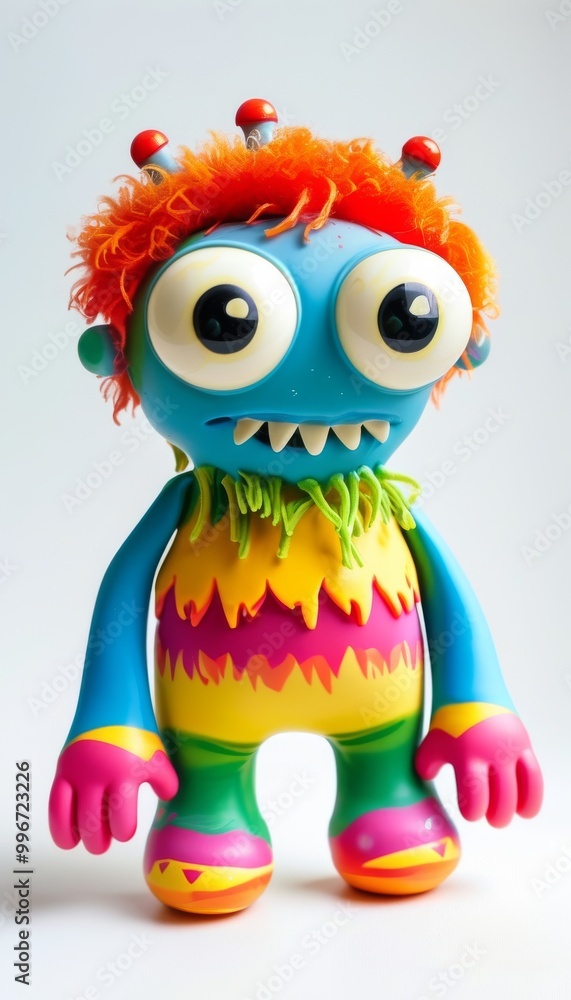 Vibrant monster toy featuring a playful rainbow color scheme and expressive features, perfect for children's play and imaginative fun. Vibrant monster toy featuring a playful rainbow color scheme and expressive features, perfect for children's play and imaginative fun.