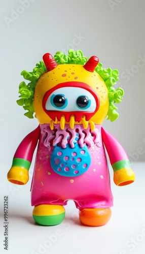 Colorful Furry Monster Toy With Big Eyes And Horns