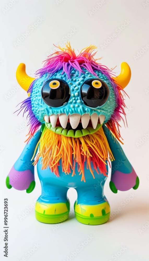 Colorful Furry Monster Toy With Big Eyes And Horns Colorful Furry Monster Toy With Big Eyes And Horns
