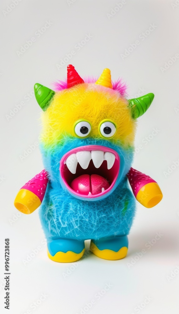 Colorful Furry Monster Toy With Big Eyes And Horns Colorful Furry Monster Toy With Big Eyes And Horns