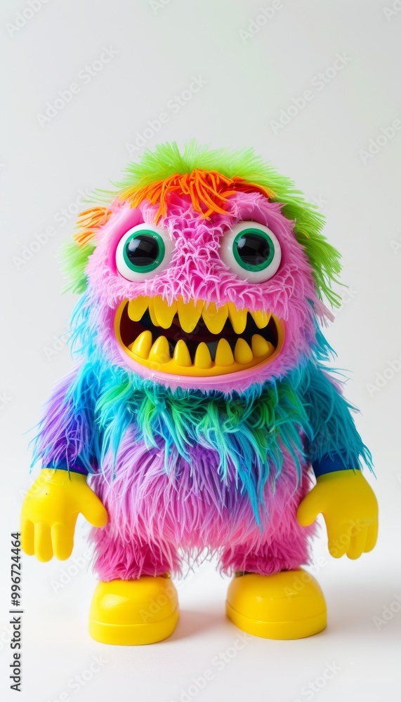 Colorful Furry Monster Toy With Big Eyes And Horns Colorful Furry Monster Toy With Big Eyes And Horns