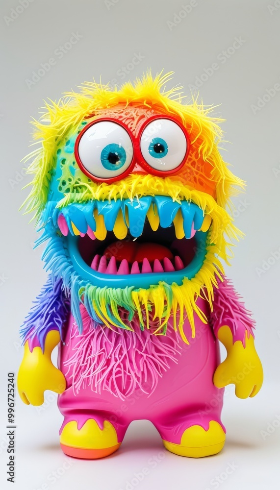 Colorful Furry Monster Toy With Big Eyes And Horns Colorful Furry Monster Toy With Big Eyes And Horns