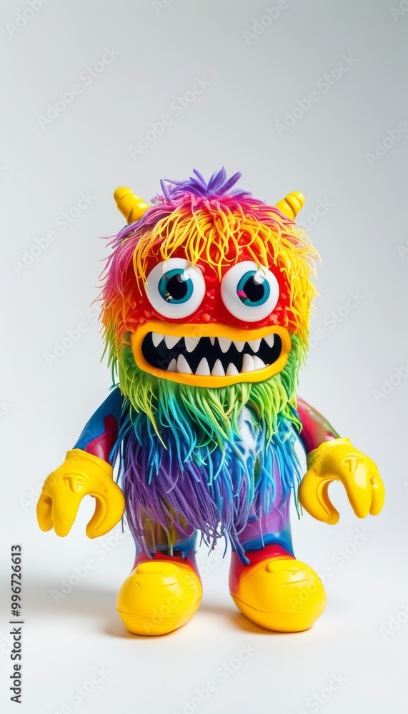 Colorful Furry Monster Toy With Big Eyes And Horns Colorful Furry Monster Toy With Big Eyes And Horns