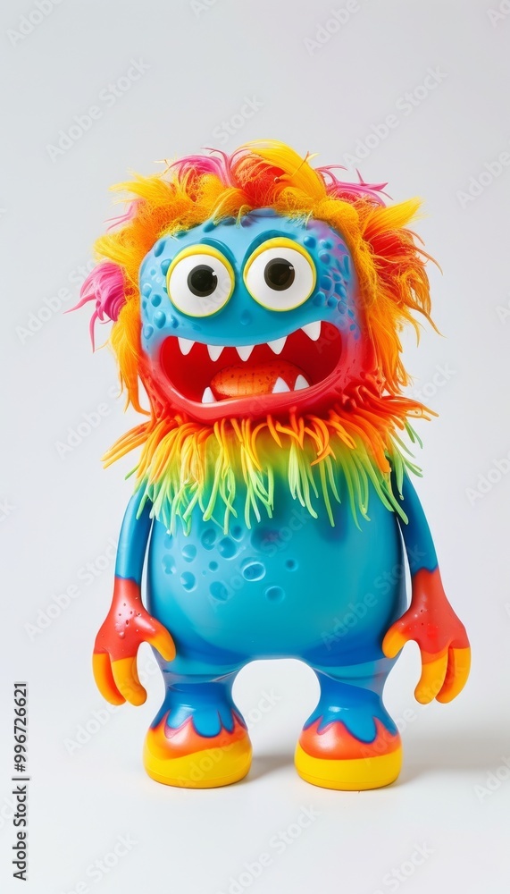 Colorful Furry Monster Toy With Big Eyes And Horns Colorful Furry Monster Toy With Big Eyes And Horns
