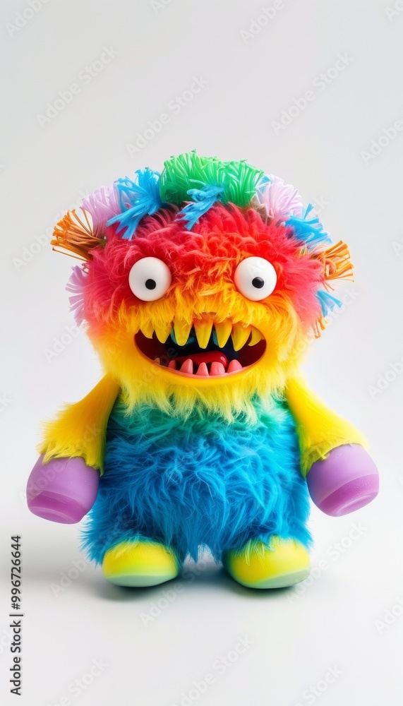Colorful Furry Monster Toy With Big Eyes And Horns Colorful Furry Monster Toy With Big Eyes And Horns