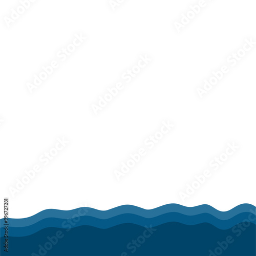 Flat Style Sea Water Waves