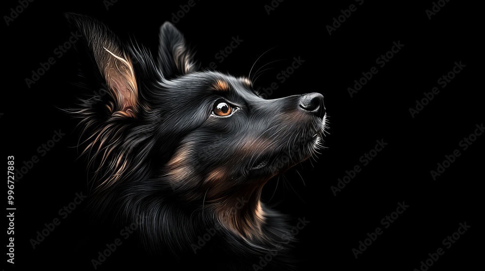 Fototapeta premium Close-up of a dog's profile on black background