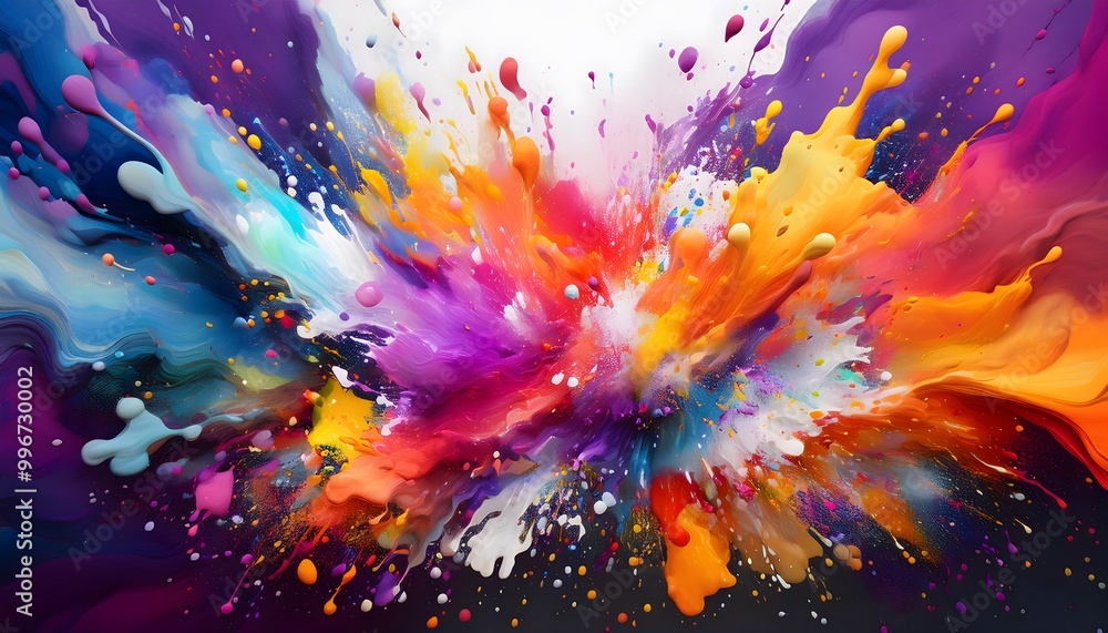 A chaotic splatter of vibrant colors on a dark or white background, abstract expressionist art A chaotic splatter of vibrant colors on a dark or white background, abstract expressionist art