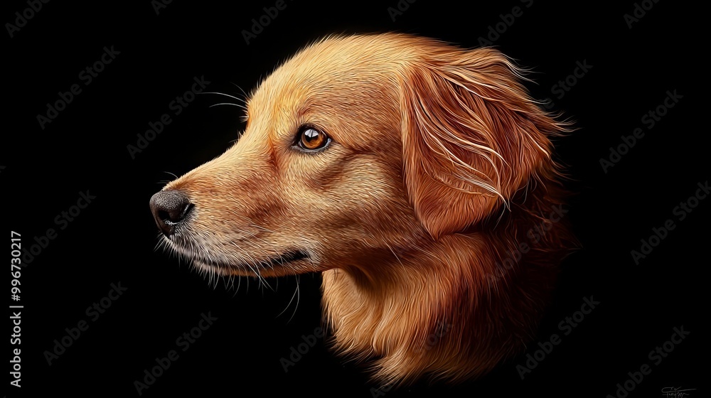 Close-up of a dog's face against black backdrop, featuring a white mark on the right side Close-up of a dog's face against black backdrop, featuring a white mark on the right side