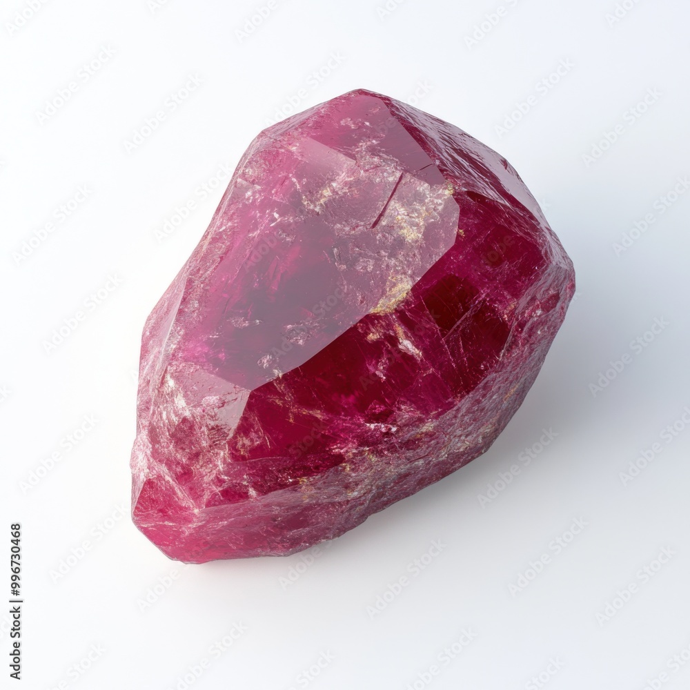Vibrant Red Ruby Gemstone Isolated on White Vibrant Red Ruby Gemstone Isolated on White