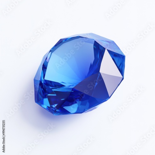 Sapphire: Blue Corundum Gem Isolated on White