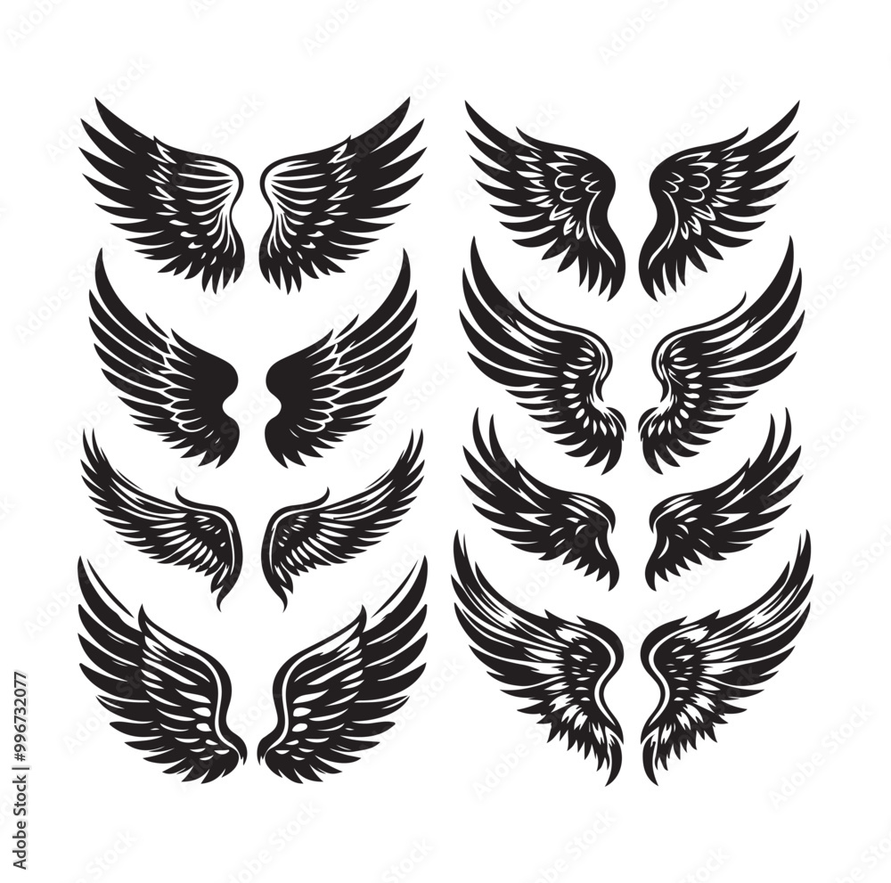 wings icon set Collection Vector illustration wings icon set Collection Vector illustration