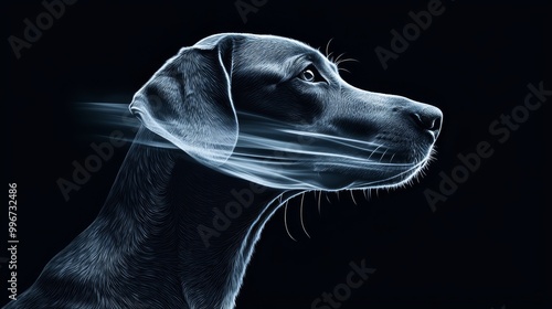 Wallpaper Mural  A monochrome sketch of a canine head featuring a faintly blurred visage Torontodigital.ca