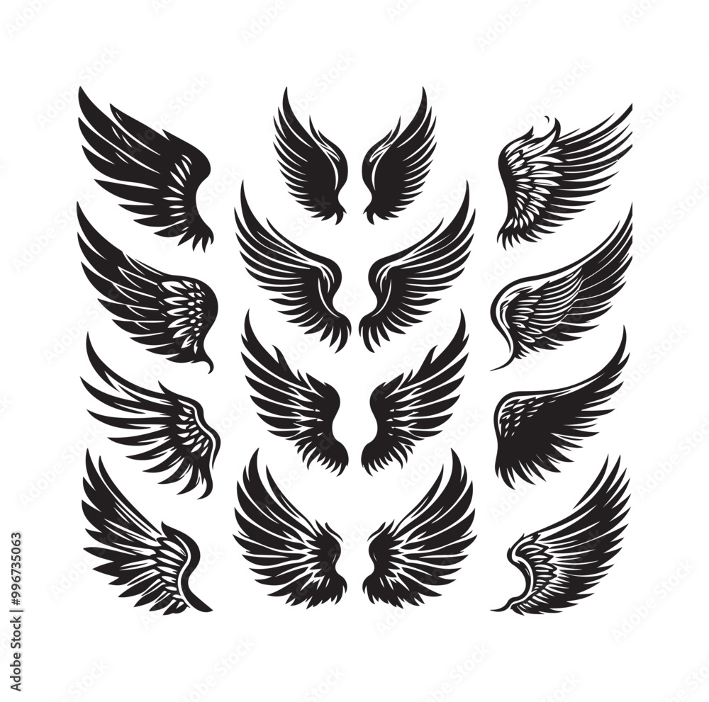 wings icon set Collection Vector illustration wings icon set Collection Vector illustration