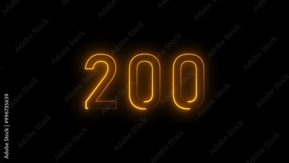 Abstract neon countdown 200 number illustration background. Abstract neon countdown 200 number illustration background.