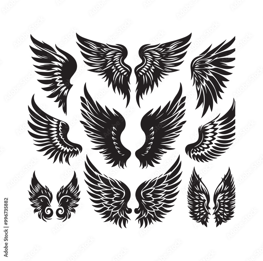 Obraz premium wings icon set Collection Vector illustration