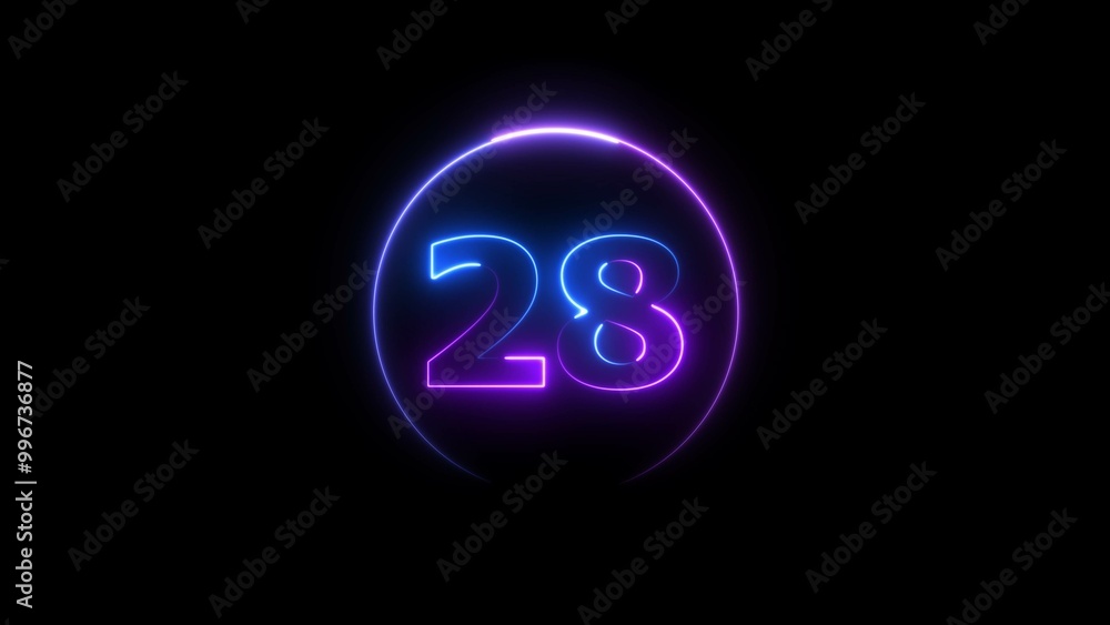 Glowing neon countdown 28 number illustration background 4K resolution. Glowing neon countdown 28 number illustration background 4K resolution.