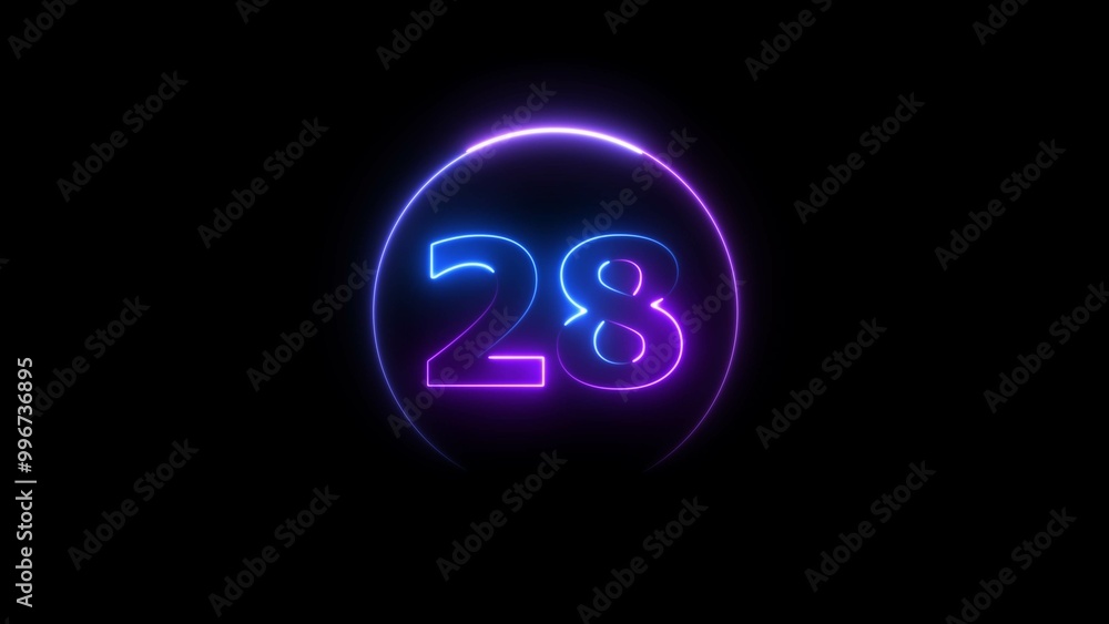 Glowing neon countdown 28 number illustration background 4K resolution. Glowing neon countdown 28 number illustration background 4K resolution.