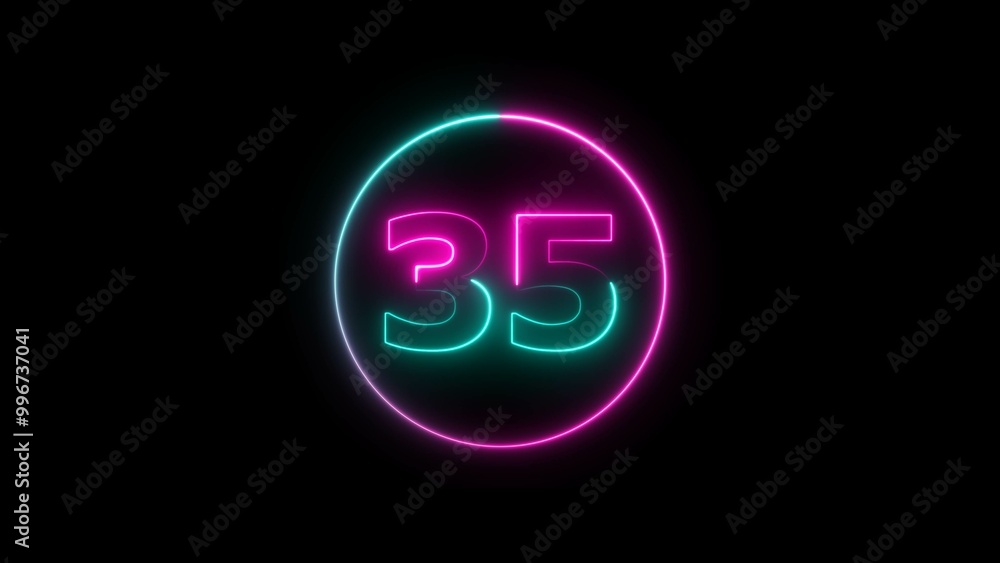 Abstract glowing neon countdown number 35 background 4k illustration. Abstract glowing neon countdown number 35 background 4k illustration.