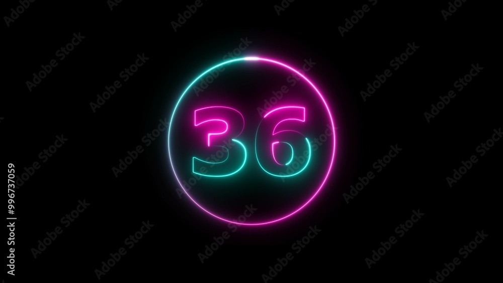 Abstract beautiful neon countdown number 36 background 4k illustration. Abstract beautiful neon countdown number 36 background 4k illustration.