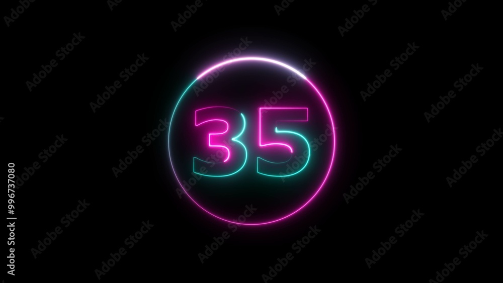 Abstract glowing neon countdown number 35 background 4k illustration. Abstract glowing neon countdown number 35 background 4k illustration.