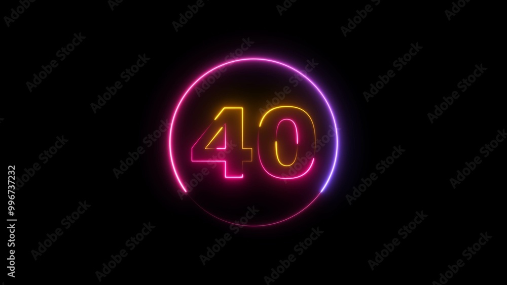 Abstract neon countdown number 40 background 4k illustration. Abstract neon countdown number 40 background 4k illustration.
