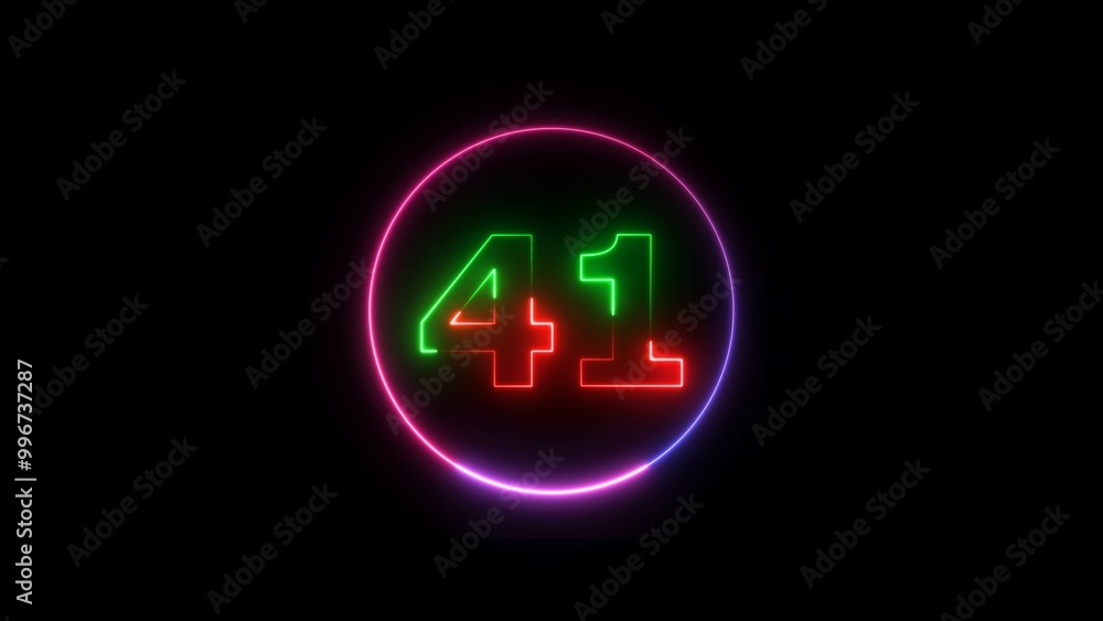 Abstract neon countdown number 41 background 4k illustration. Abstract neon countdown number 41 background 4k illustration.