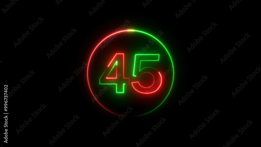 Abstract neon countdown number 45 background 4k illustration. Abstract neon countdown number 45 background 4k illustration.